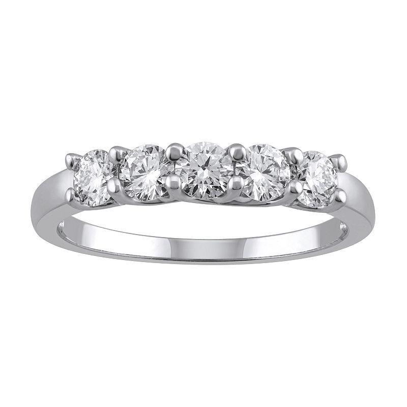 Arctic Clear 3/4 Carat T.W. Lab-Grown Diamond Five Stone Ring, Womens 14k Gold Product Image