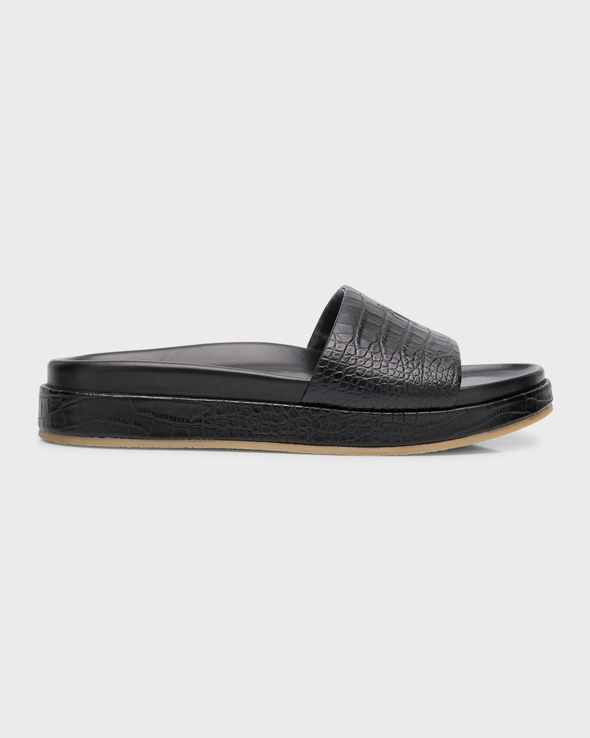 Mens Gz-indi Brazileiro Croc-Effect Leather Slide Sandals Product Image