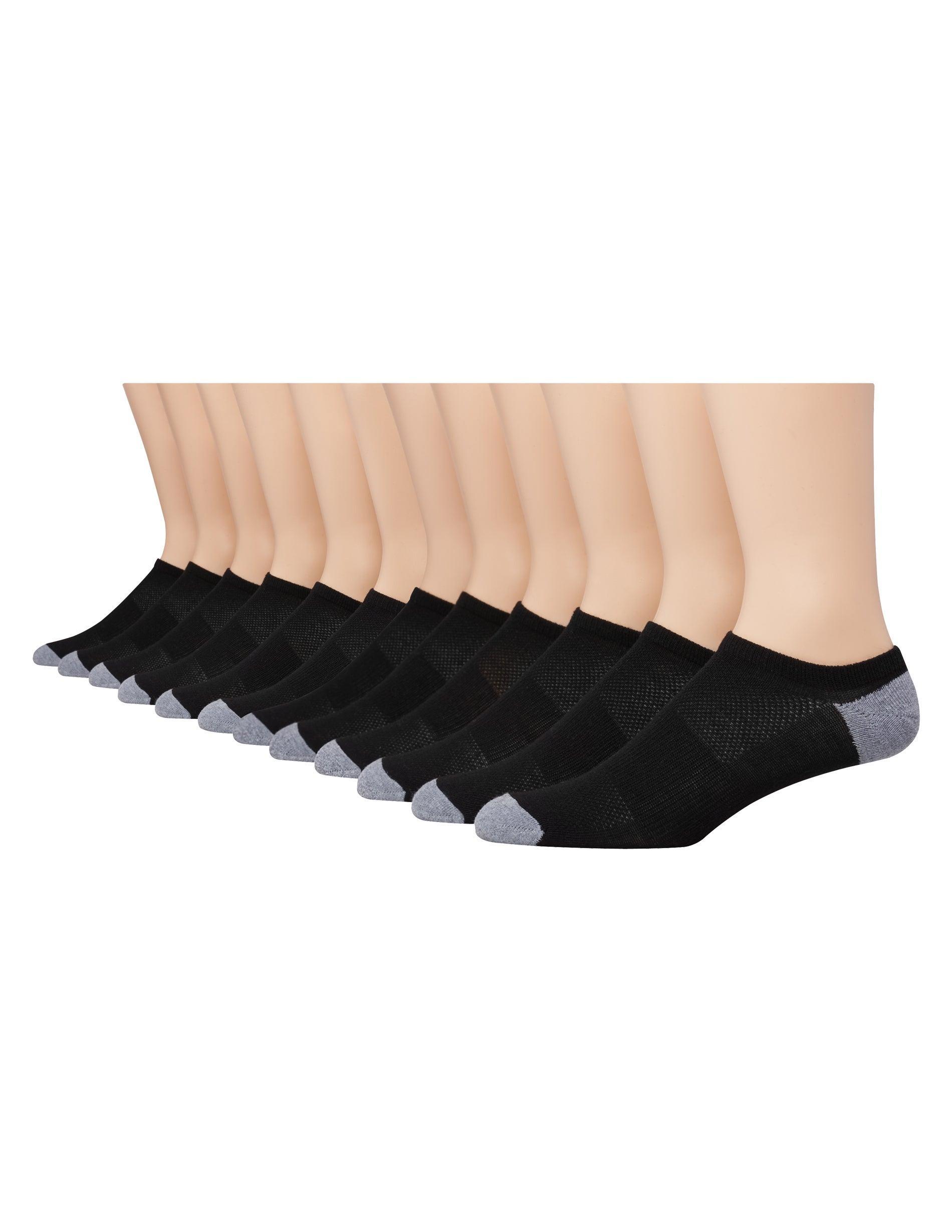 Hanes X-Temp Mens Lightweight No Show Socks, Shoe Sizes 6-12, 12-Pairs Black Product Image