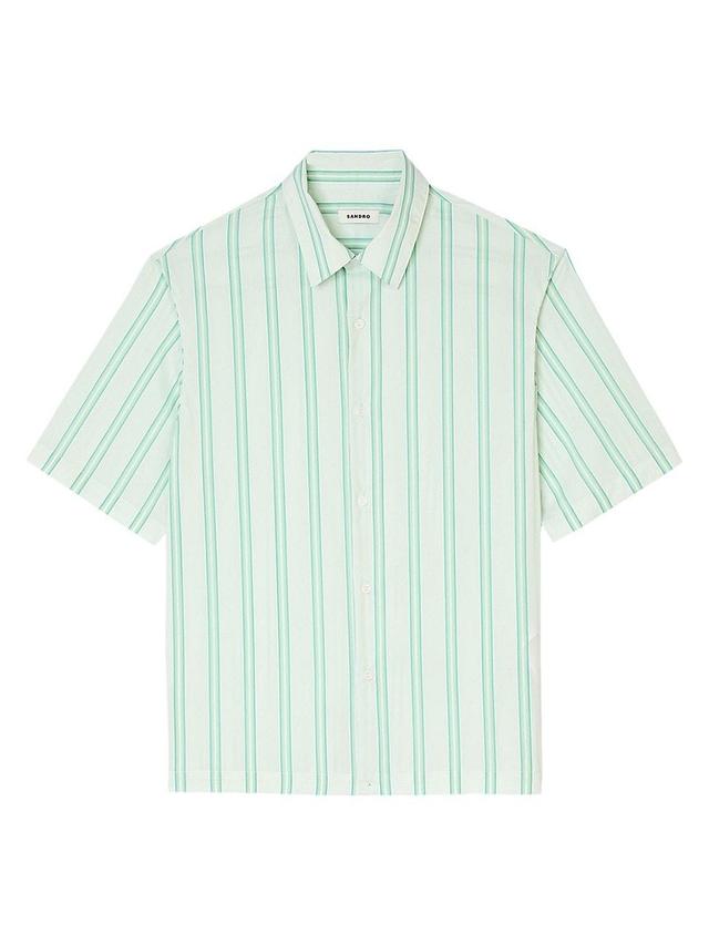 Mens Stripy Short-Sleeved Shirt Product Image