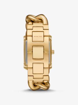 Michael Kors Womens Emery Three-Hand Gold-Tone Pave Curb Chain Bracelet Watch Product Image