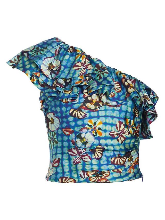 Womens Adaleigh Silk Floral Ruffled Top Product Image