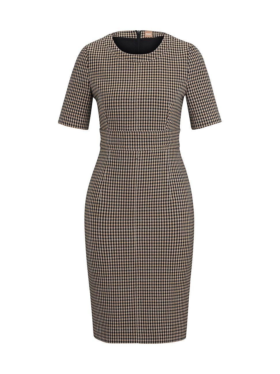 Womens Slim-Fit Dress In Checked Stretch Material Product Image