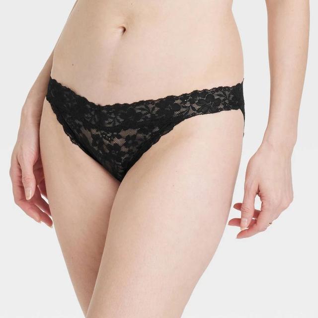 Womens Allover Lace Bikini Underwear - Auden Black L Product Image