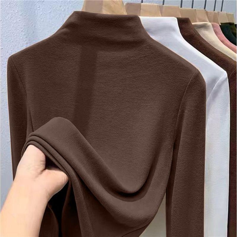 Long-Sleeve Mock Neck Plain Top product image