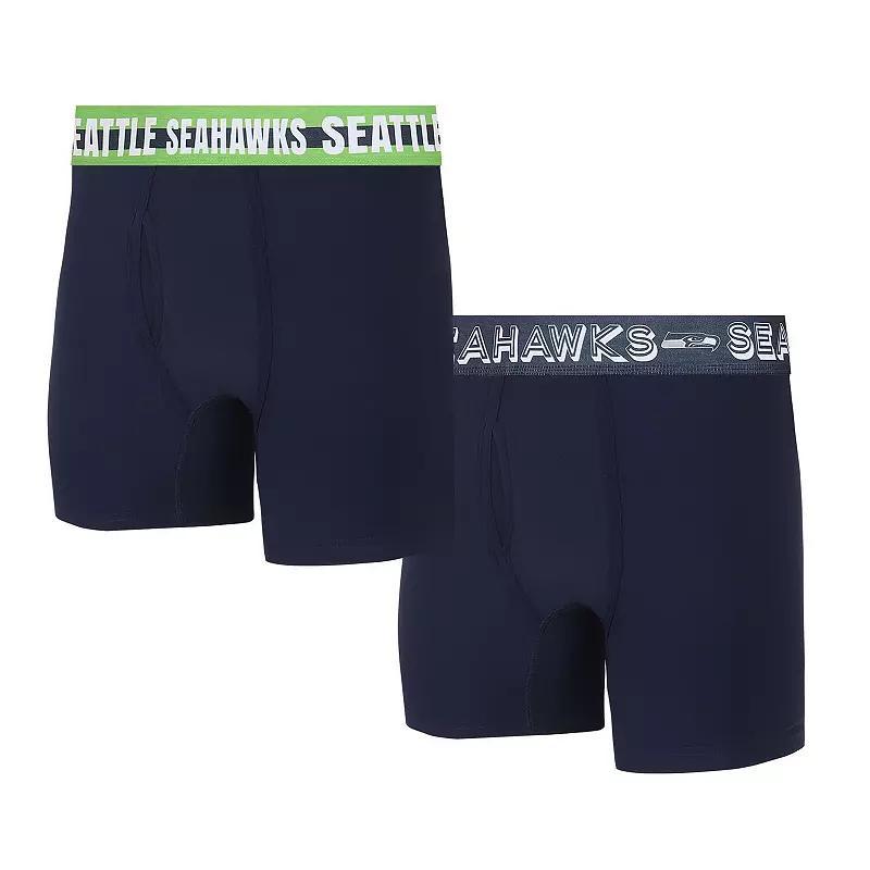 Mens Concepts Sport Seattle Seahawks Gauge Knit Boxer Brief Two-Pack Blue Product Image