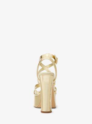 Paola Metallic Snake Embossed Leather Platform Sandal Product Image