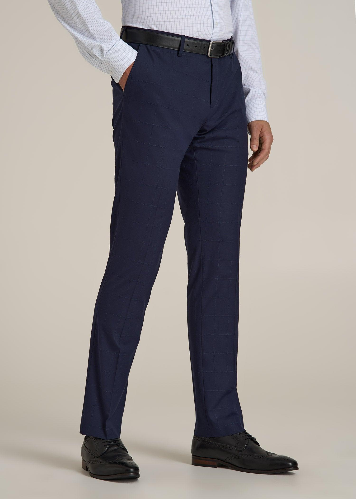 Suit Trousers for Tall Men in Blue Windowpane Male Product Image