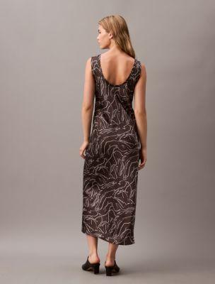 Crushed Satin Print Midi Dress Product Image