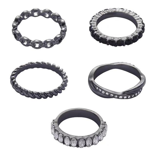 Emberly Hematite 5 pc Ring Set, Womens Black Product Image