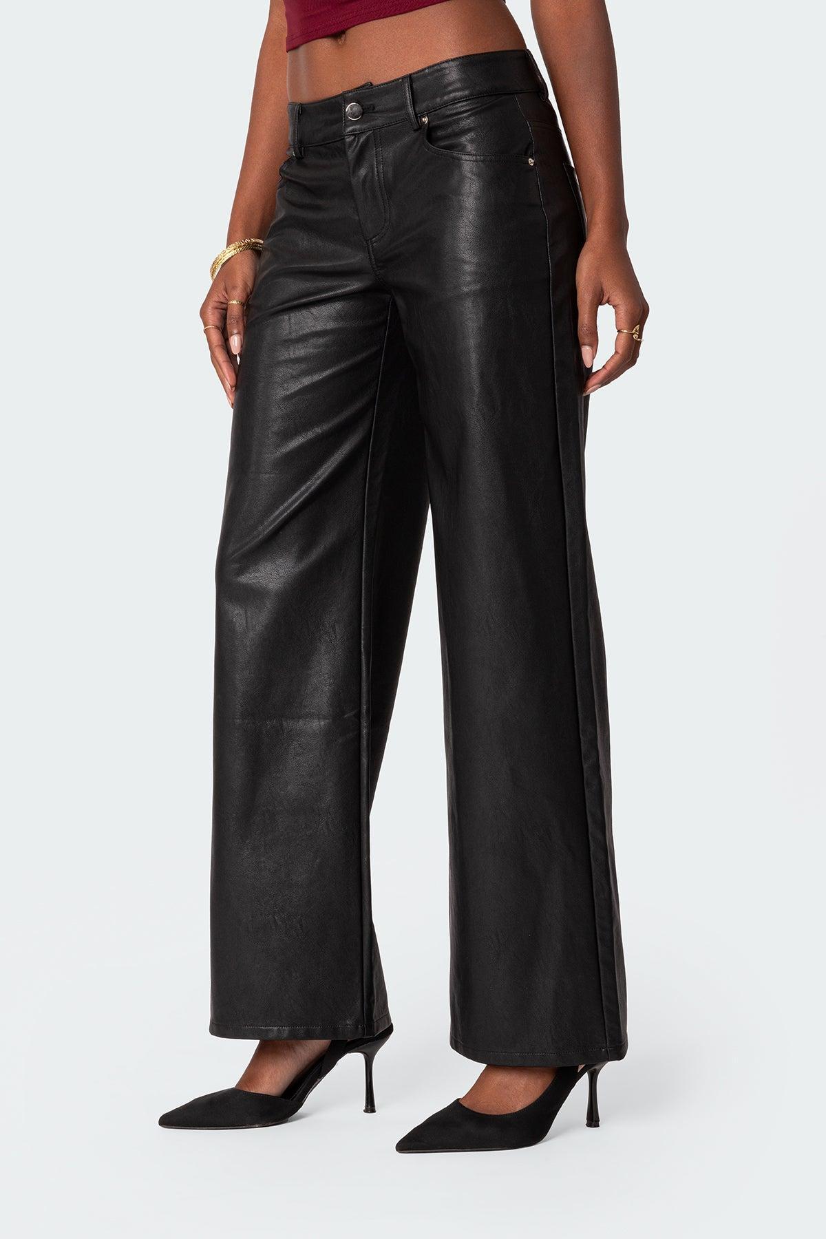 Faux Leather Straight Leg Pants Product Image