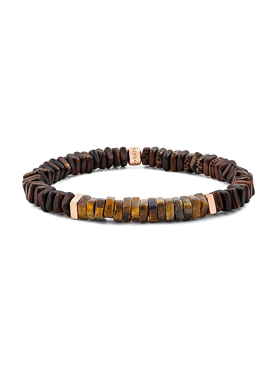 Mens Legno Wood & Lapis Lazuli Beaded Bracelet Product Image