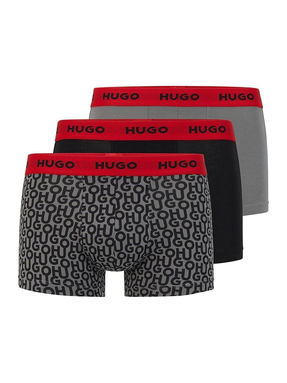 Mens Triple-pack of stretch-cotton trunks with logo waistbands Product Image