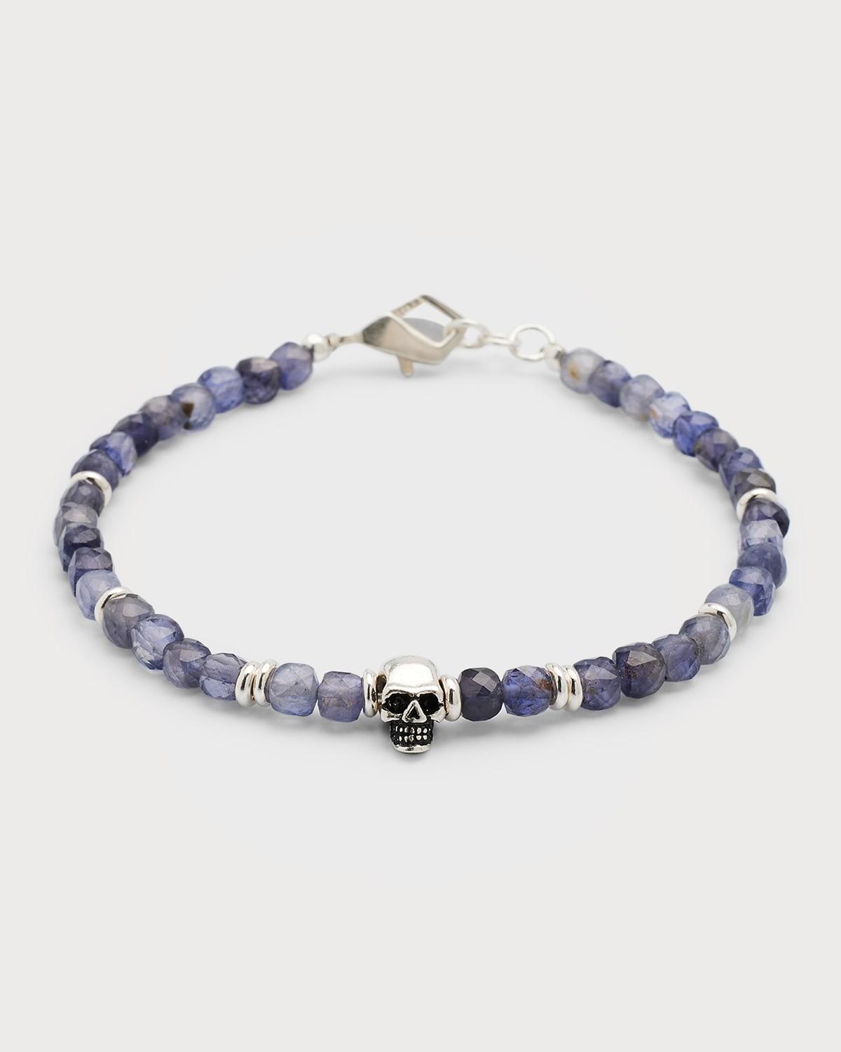 Mens Skull Gemstone Beaded Bracelet Product Image