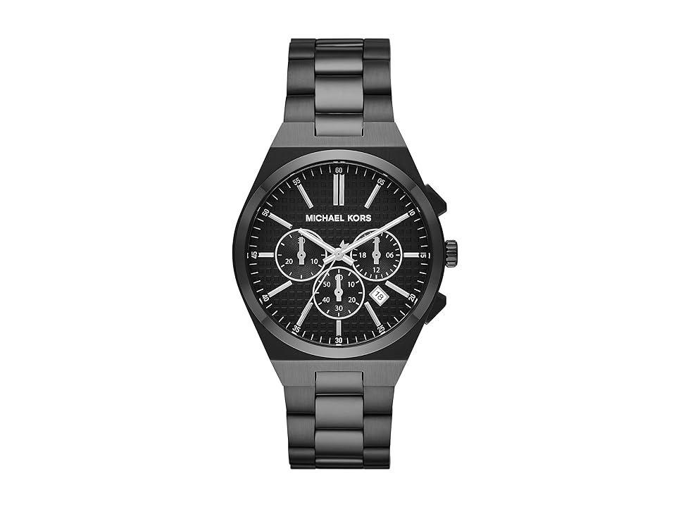 Mens Lennox Black Stainless Steel Chronograph Bracelet Watch Product Image