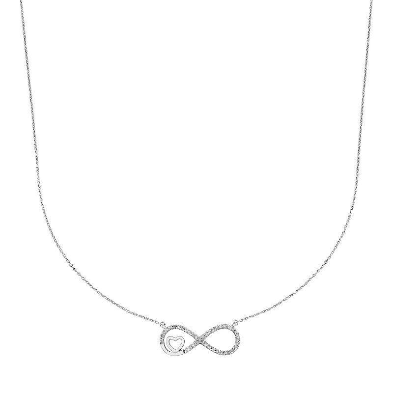 Boston Bay Diamonds Sterling Silver Diamond Accent LOVE Infinity Necklace, Womens Product Image