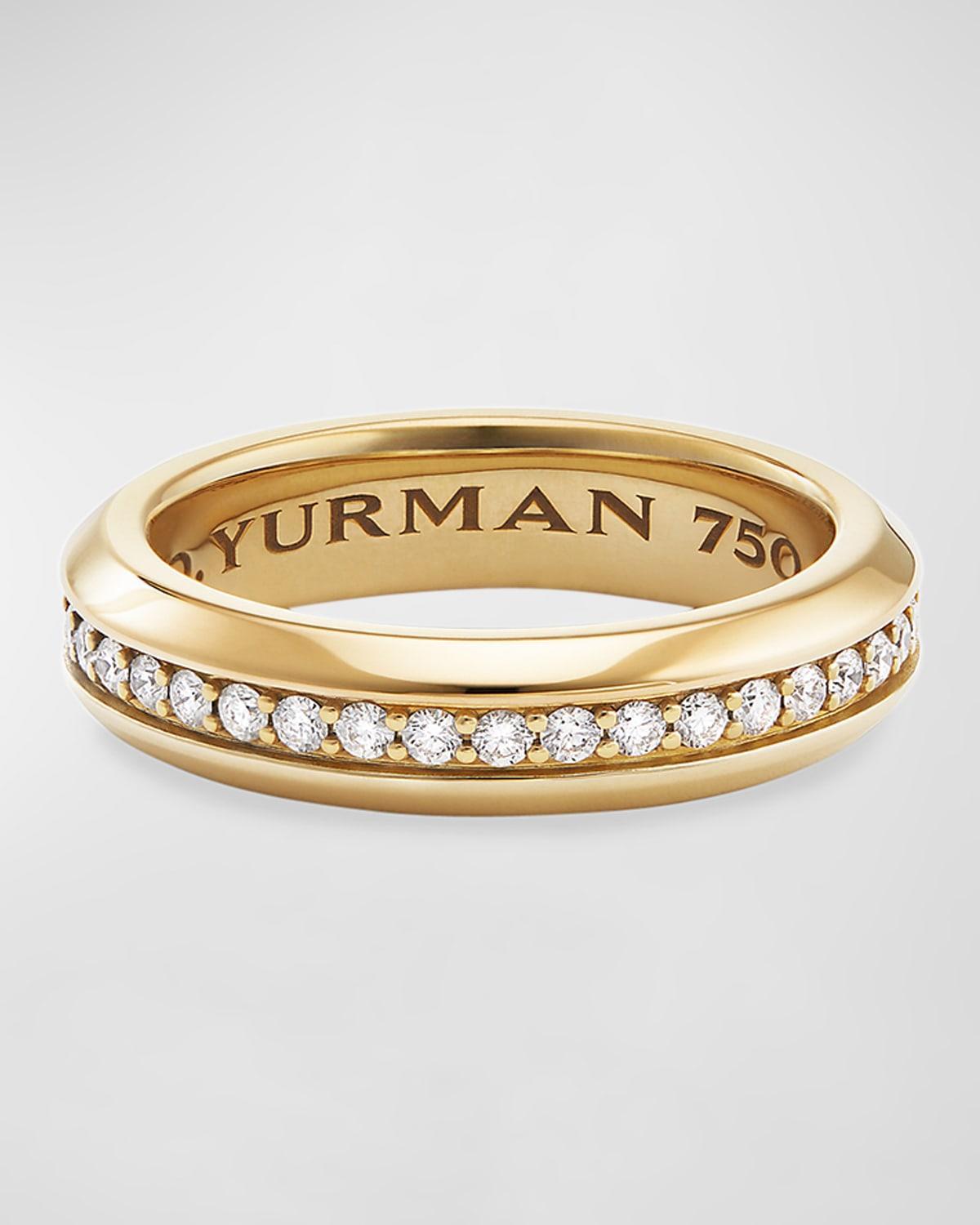 Mens Streamline 18k Gold Band Ring with Diamonds Product Image