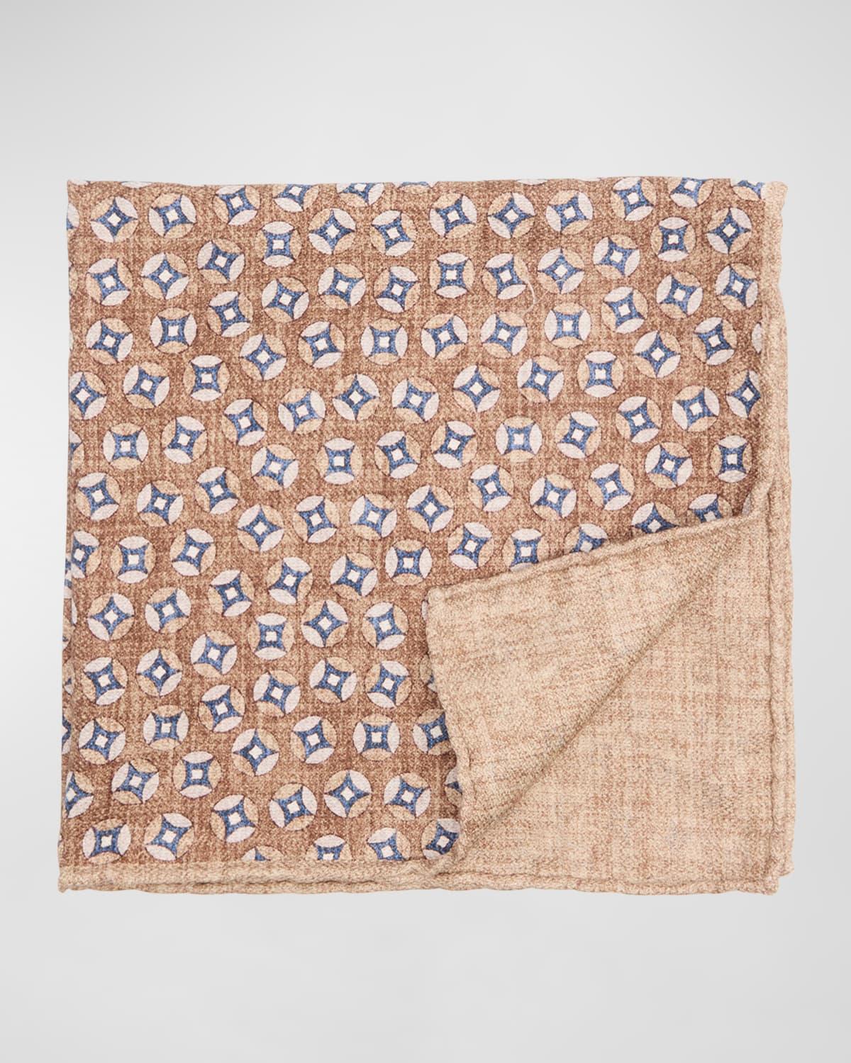 Men's Geometric Design Silk Pocket Square Product Image