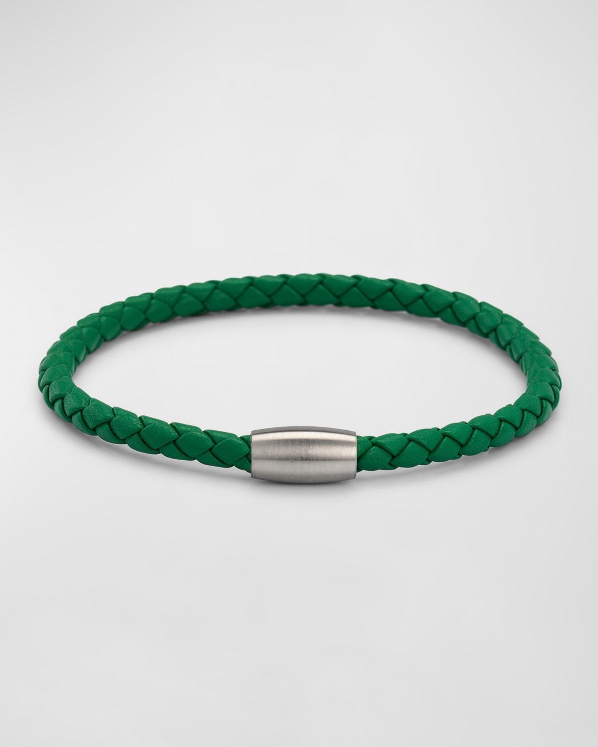 Mens Magnetic Braided Leather Bracelet Product Image