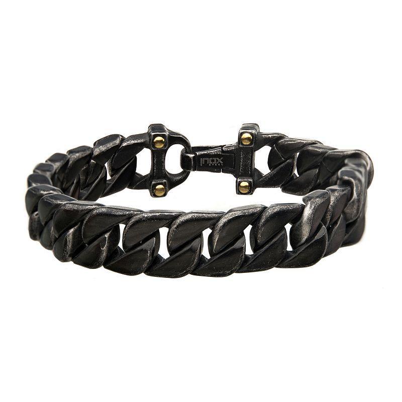 Mens Antiqued Stainless Steel Curb Chain Bracelet Product Image