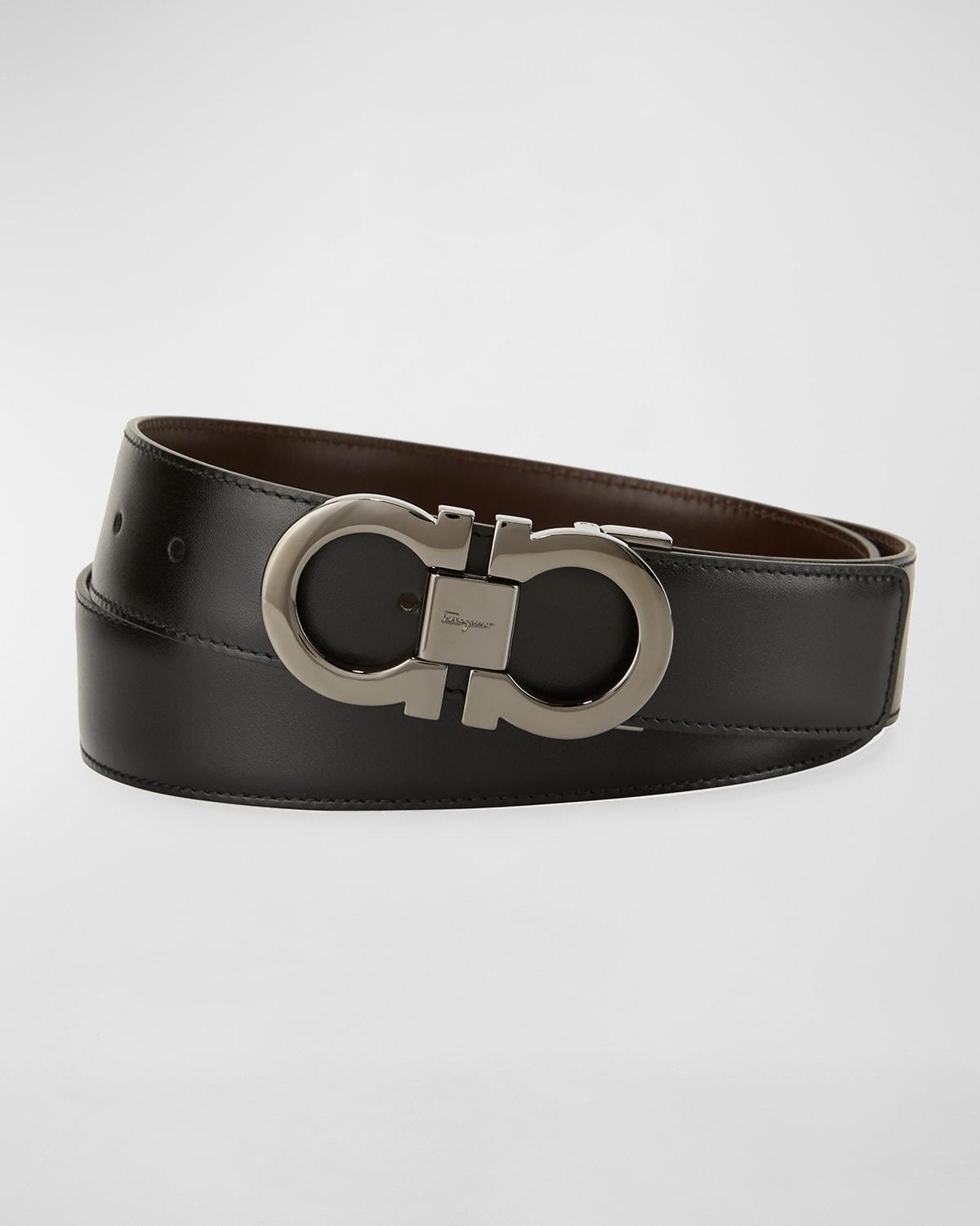 Men's Reversible Leather Double-Gancio Belt Product Image