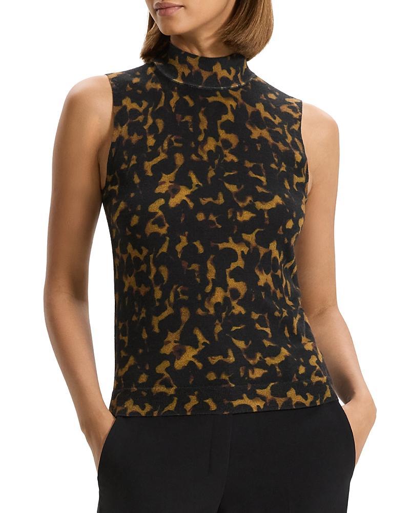 Womens Tortoiseshell Merino Wool Mock Turtleneck Top Product Image