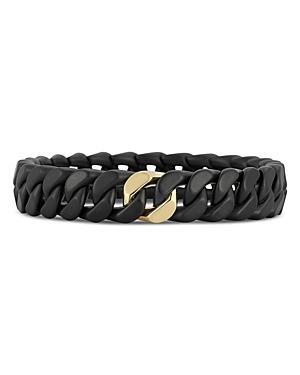 Roberto Demeglio Mens 18K Yellow Gold Black Ceramic Groumette Link Bracelet Product Image