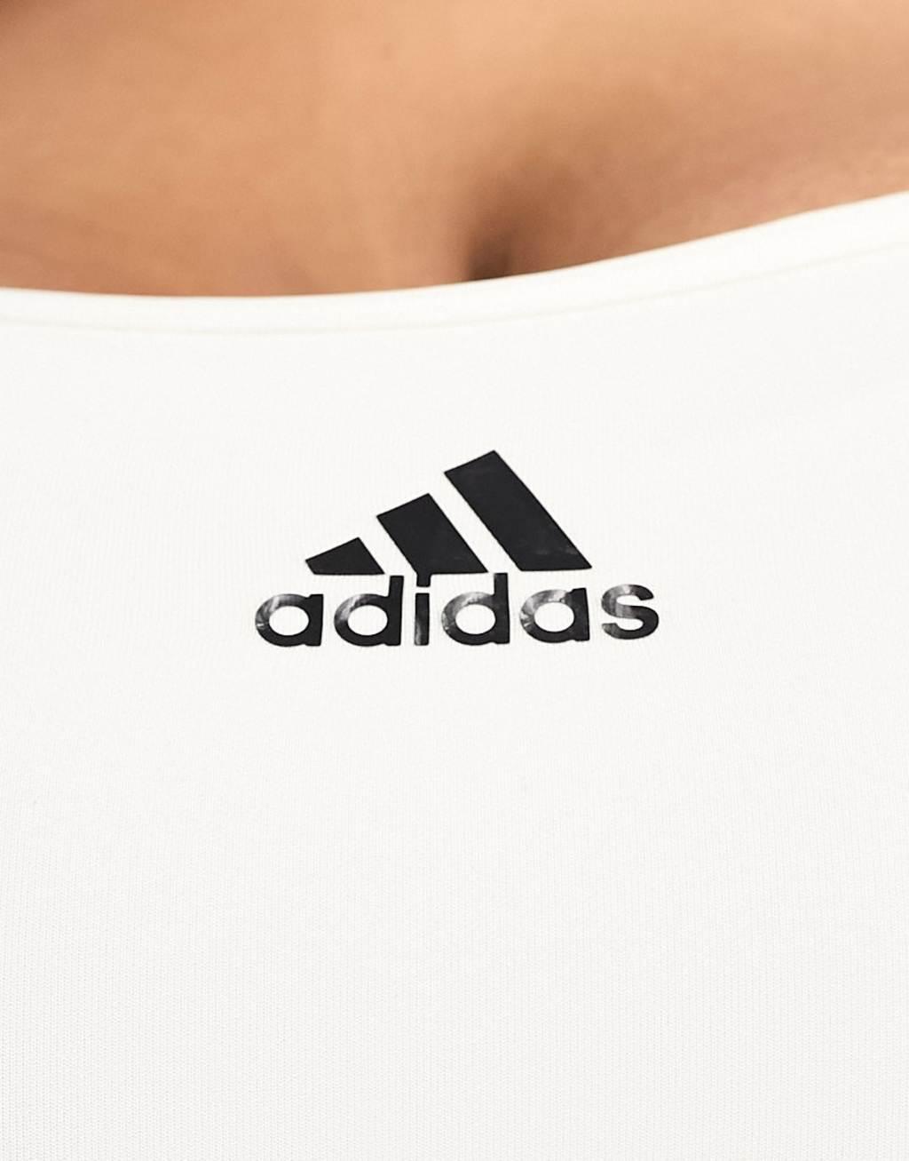 adidas Training Plus chest logo high-support sports bra in white Product Image