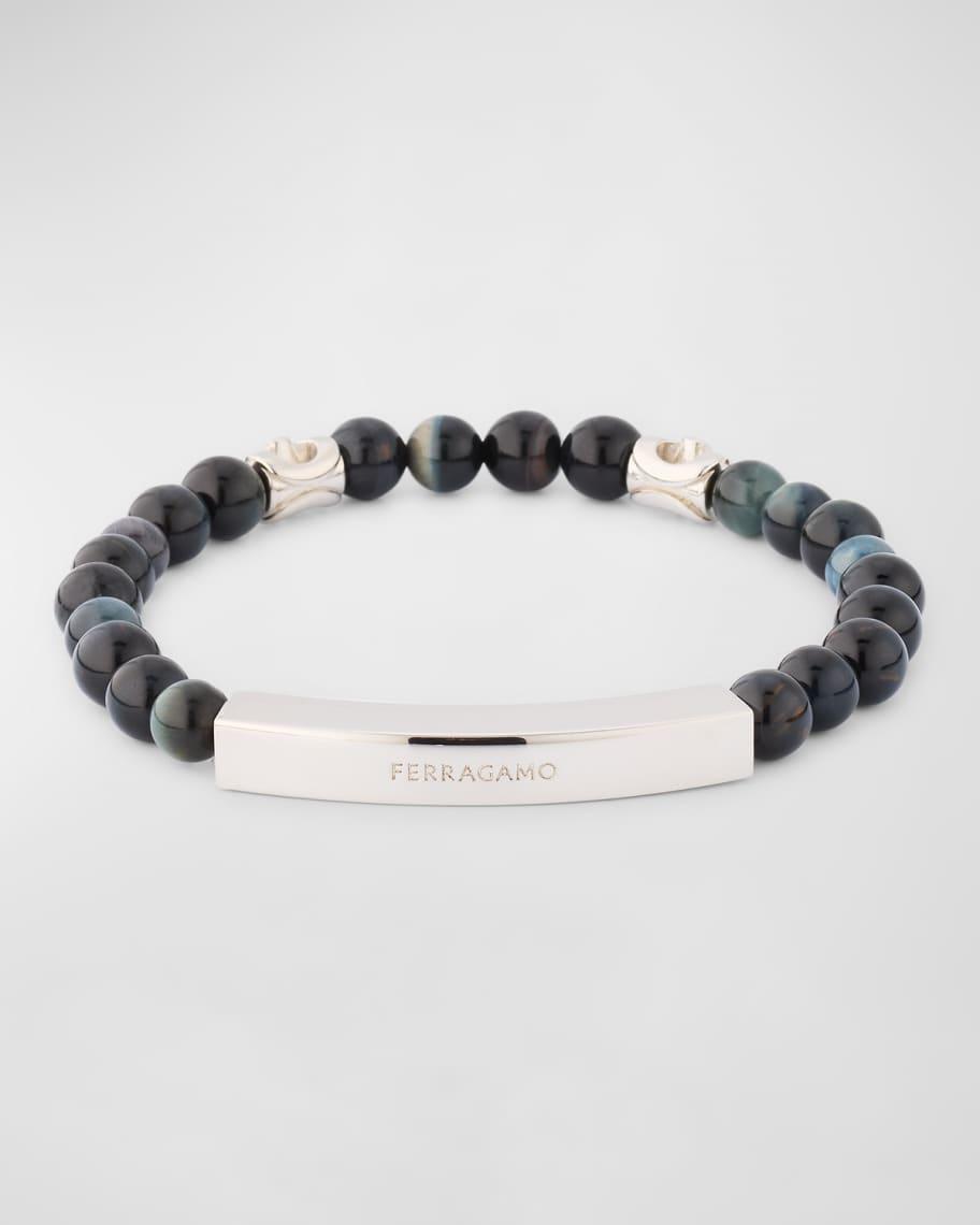 Men's Brass and Stone Beaded Bracelet Product Image