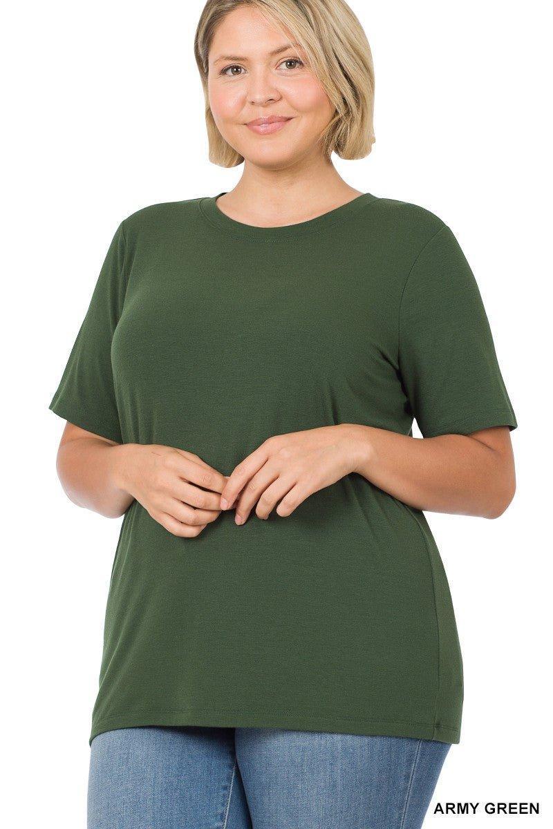 Plus Short Sleeve Round Neck Tee- soft Product Image