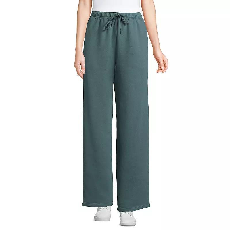 Petite Lands End Fleece High-Rise Relaxed Straight Leg Pants, Womens Product Image