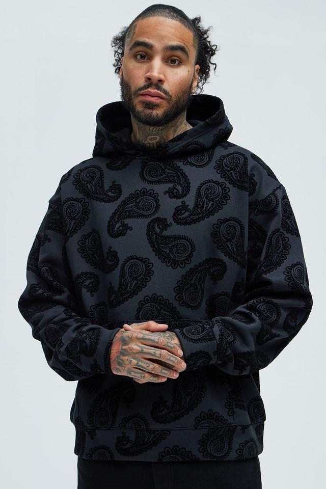 Paisley Flock Hoodie - Black Product Image