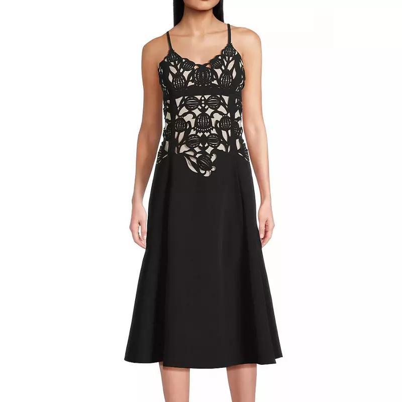 Womens Focus By Shani Fit & Flare Sleeveless Laser Cut Midi Dress Product Image