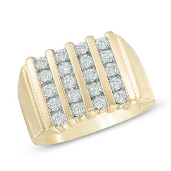 Men's 1 CT. T.w. Diamond Vertical Four Row Ring in 10K Gold Product Image