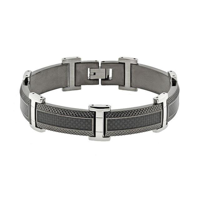 LYNX Stainless Steel Black Ion & Carbon Fiber Bracelet - Men, Mens Silver Product Image