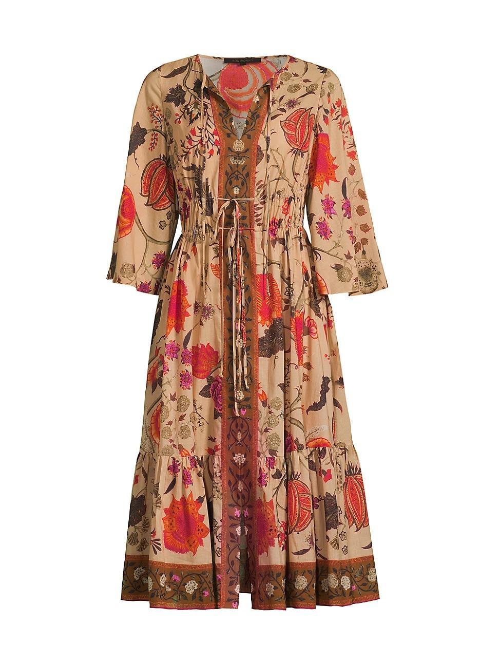 Womens Reese Floral Cotton V-Neck Midi dress Product Image