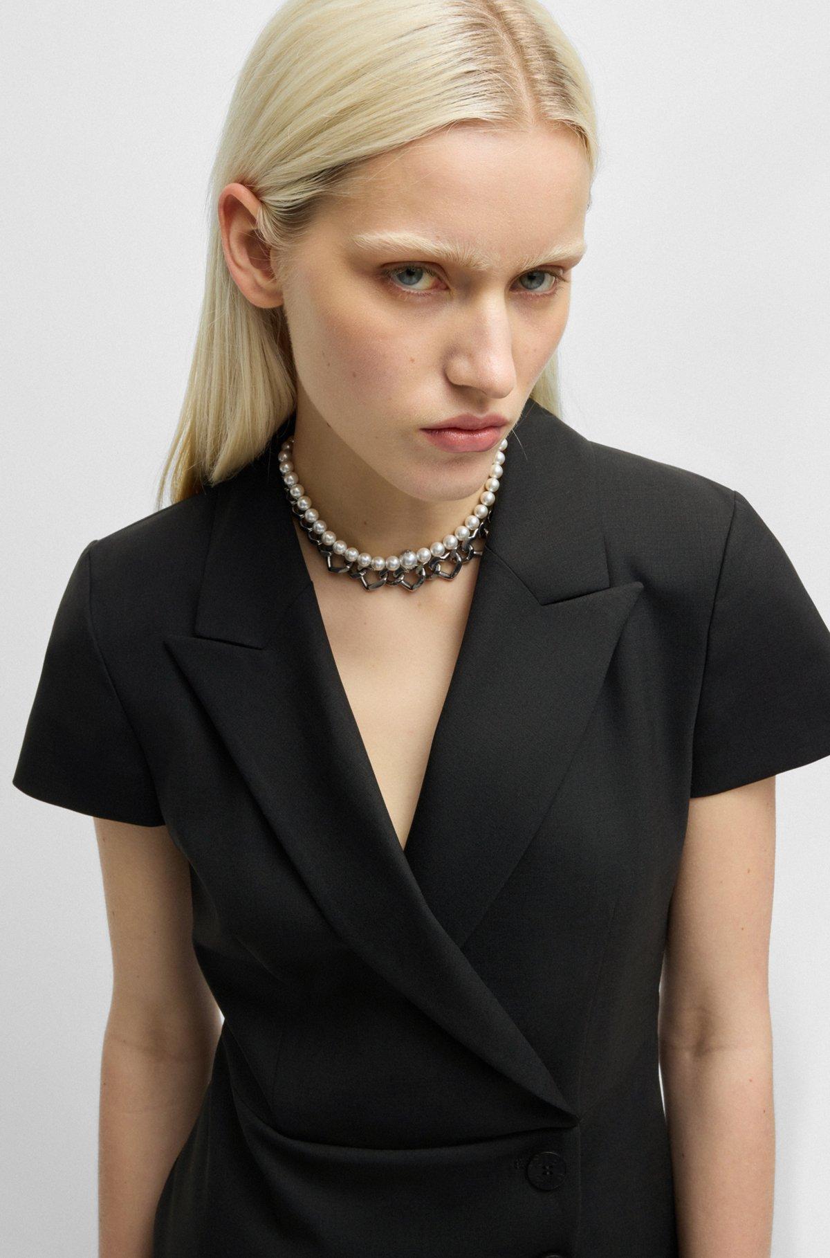 Button-front dress with peak lapels Product Image