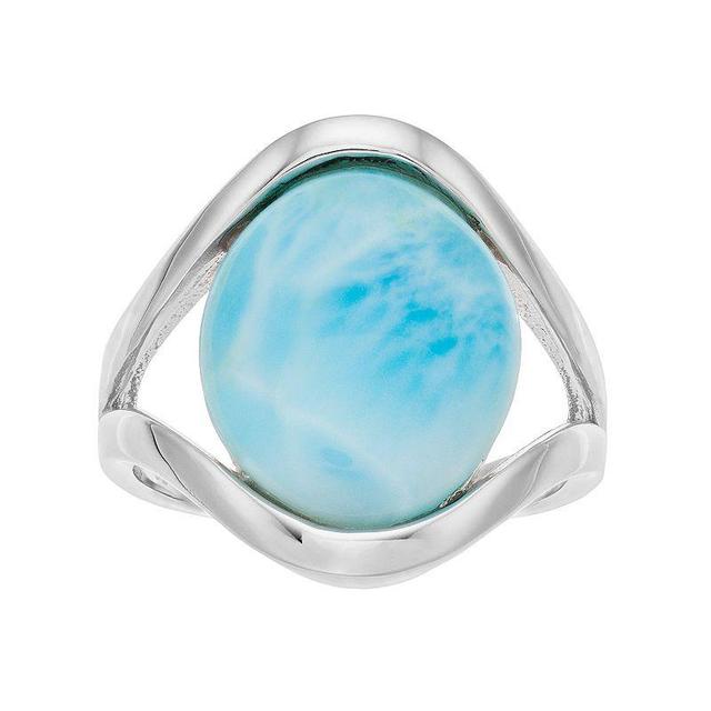 Sterling Silver Oval Larimar with Open Sides Ring Product Image