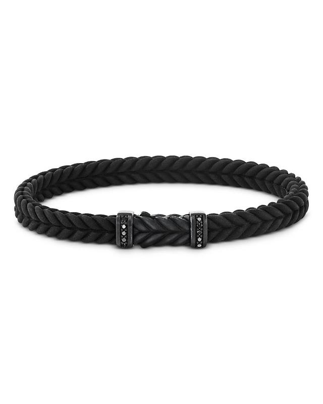 Mens Chevron Black Rubber Bracelet with Black Titanium and Pav Black Diamonds Product Image