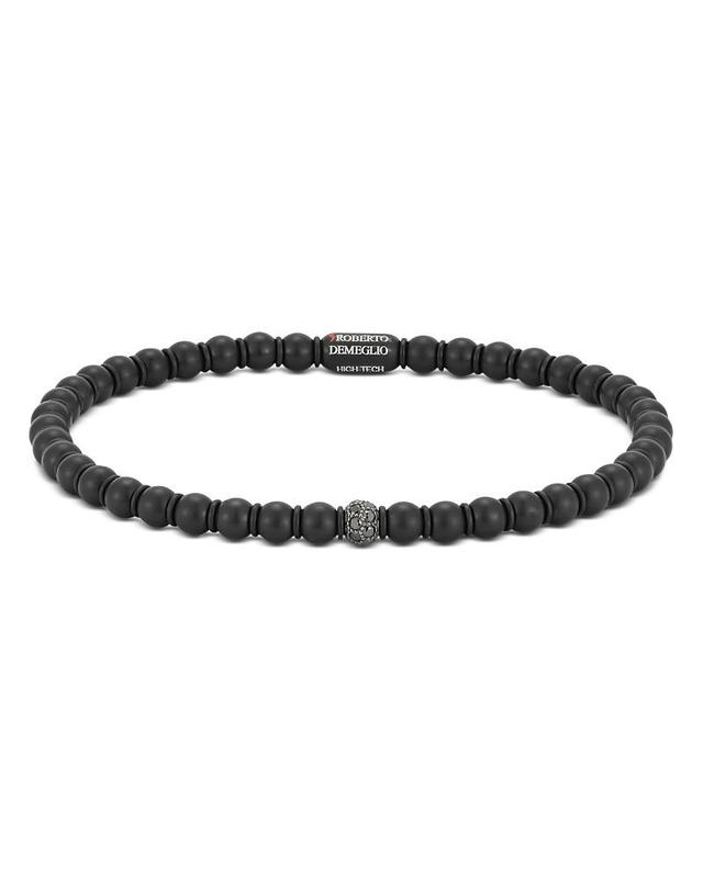 Roberto Demeglio Mens Sfera Black Diamond & 18K White Gold Small Stretch Bracelet Product Image