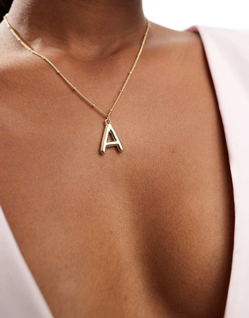 Pieces bubble initial 'A' necklace in gold Product Image