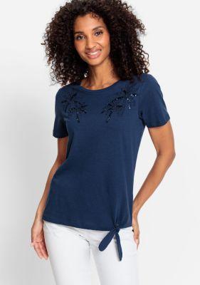 Olsen Womens 100% Organic Cotton Sequin Embellished Tee Product Image