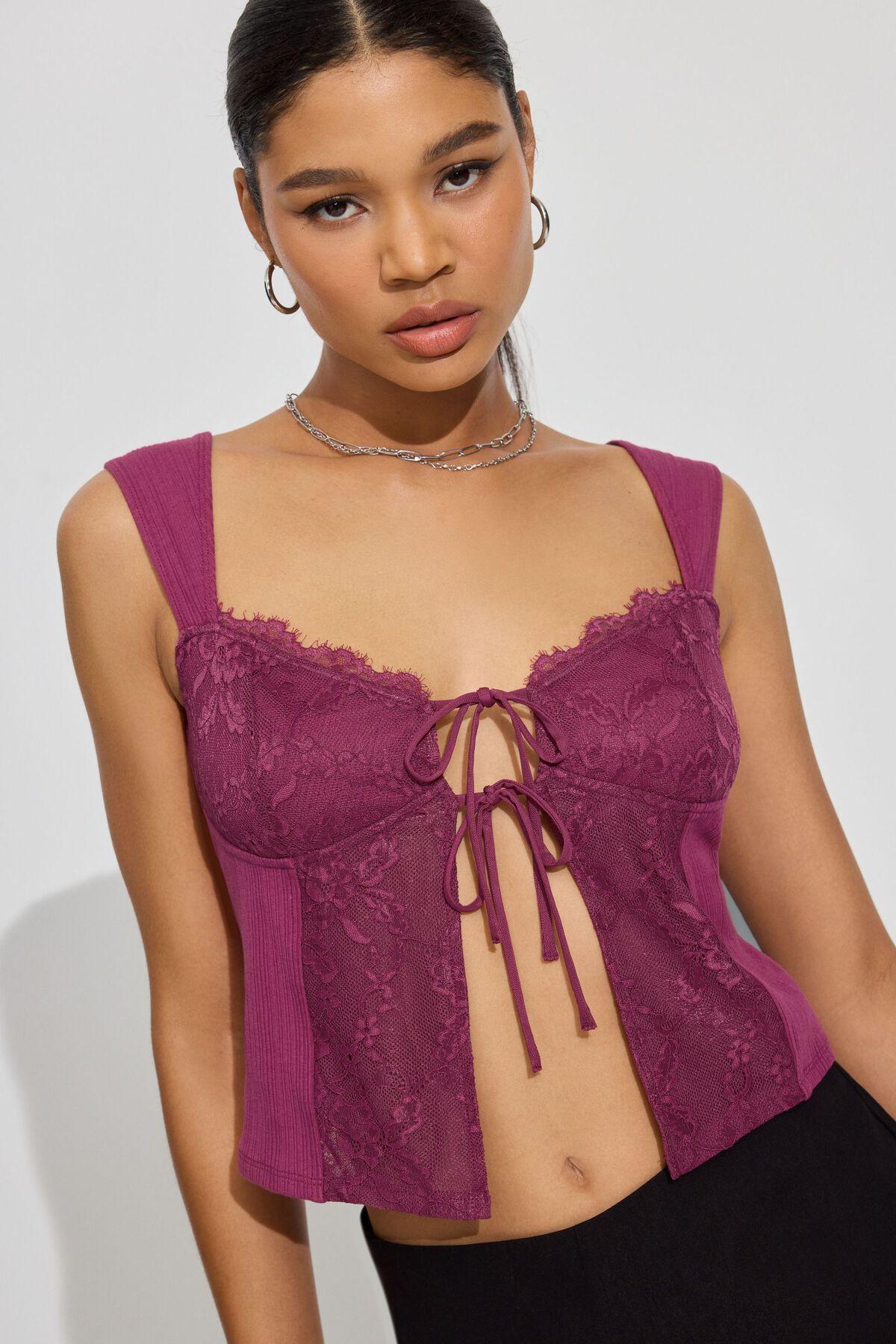 Flyaway Lace Rib Top Product Image