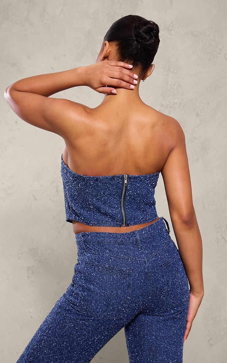  Indigo Bobble Denim Corset Crop Top Product Image