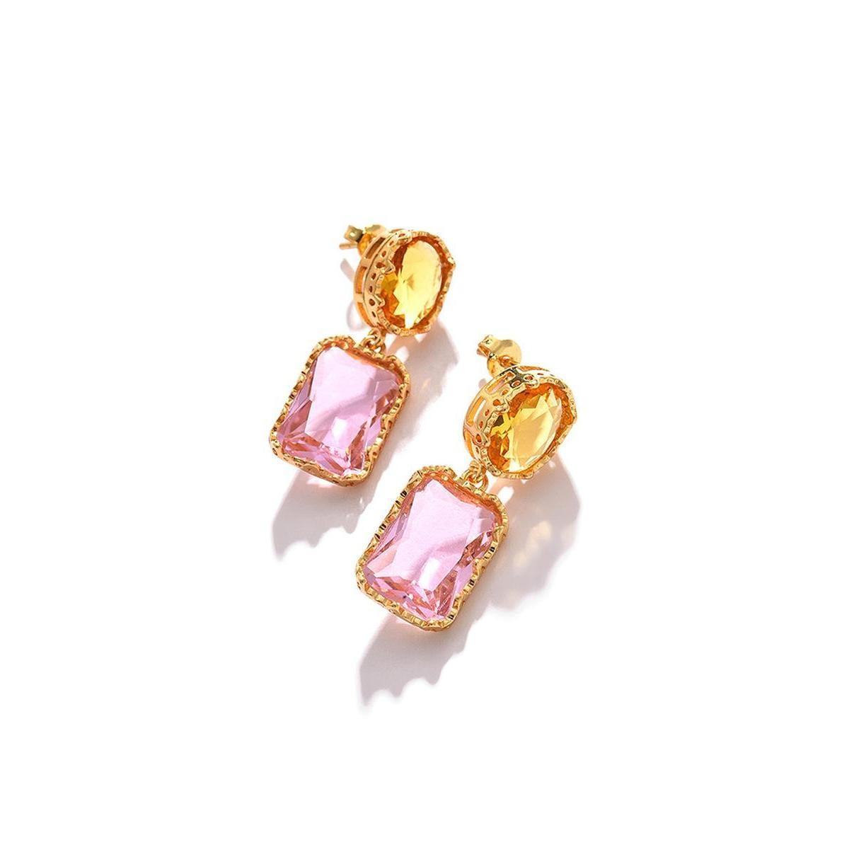 Sohi Womens Pink Stone Drop Earrings Product Image