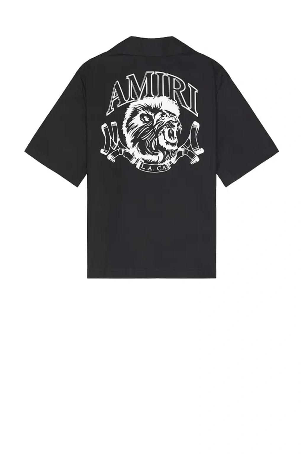 AMIRI Lion Outline Camp Shirt In Black Product Image