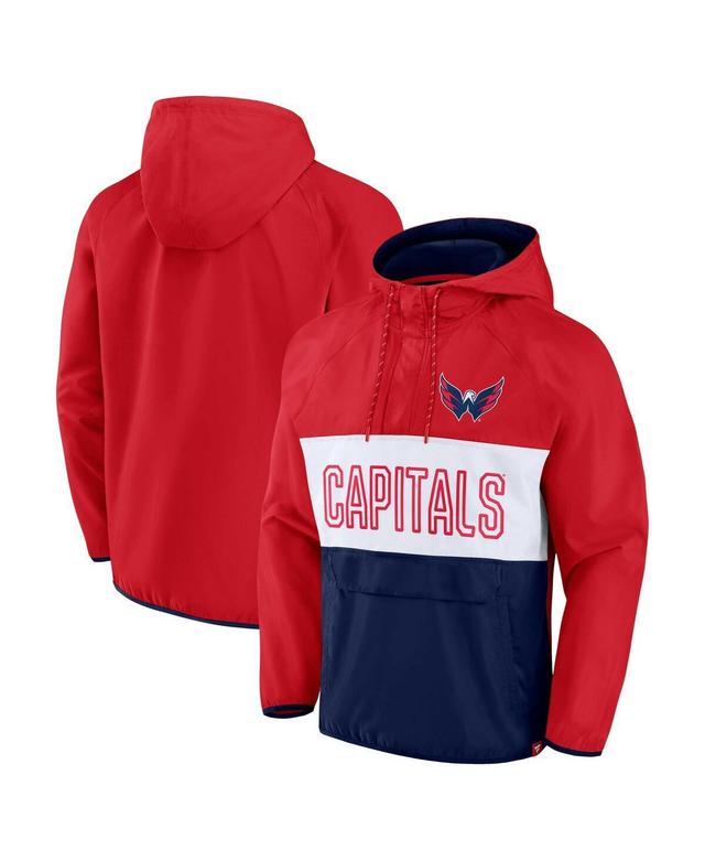 Mens Fanatics Red Washington Capitals Backhand Shooter Defender Anorak Raglan Hoodie Quarter-Zip Jacket - Red Product Image