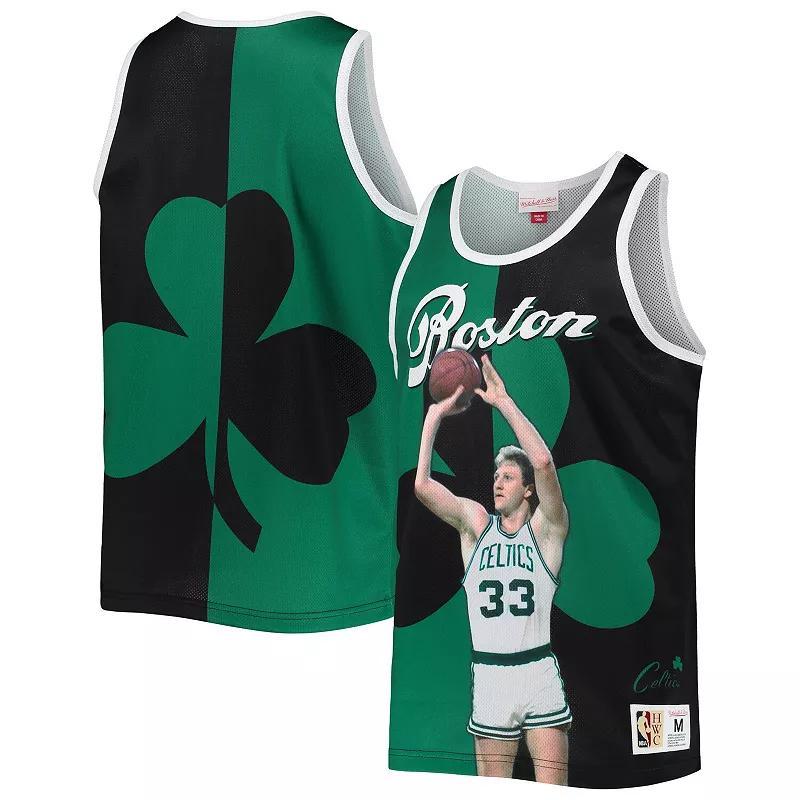 Mens Mitchell & Ness Larry Bird Kelly /Black Boston Celtics Sublimated Player Tank Top Product Image