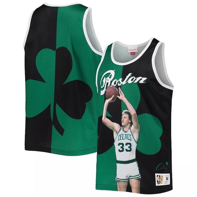 Mens Mitchell & Ness Larry Bird Kelly Green and Black Boston Celtics Sublimated Player Tank Top - Kelly Green Product Image