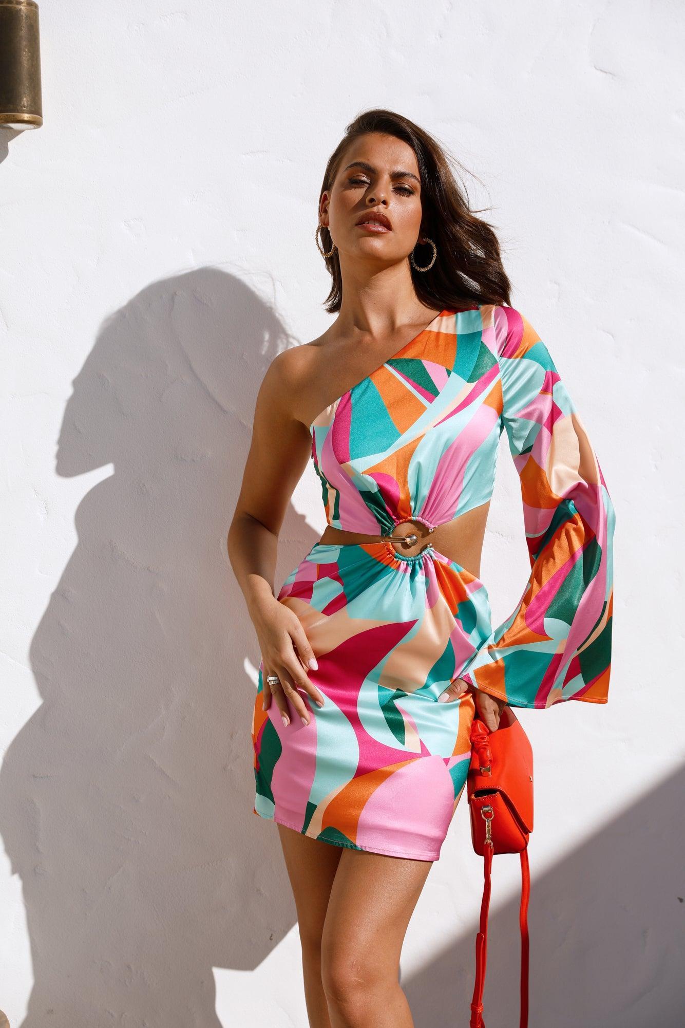 RUNAWAY Mariposa Drape Dress Multicolour Product Image